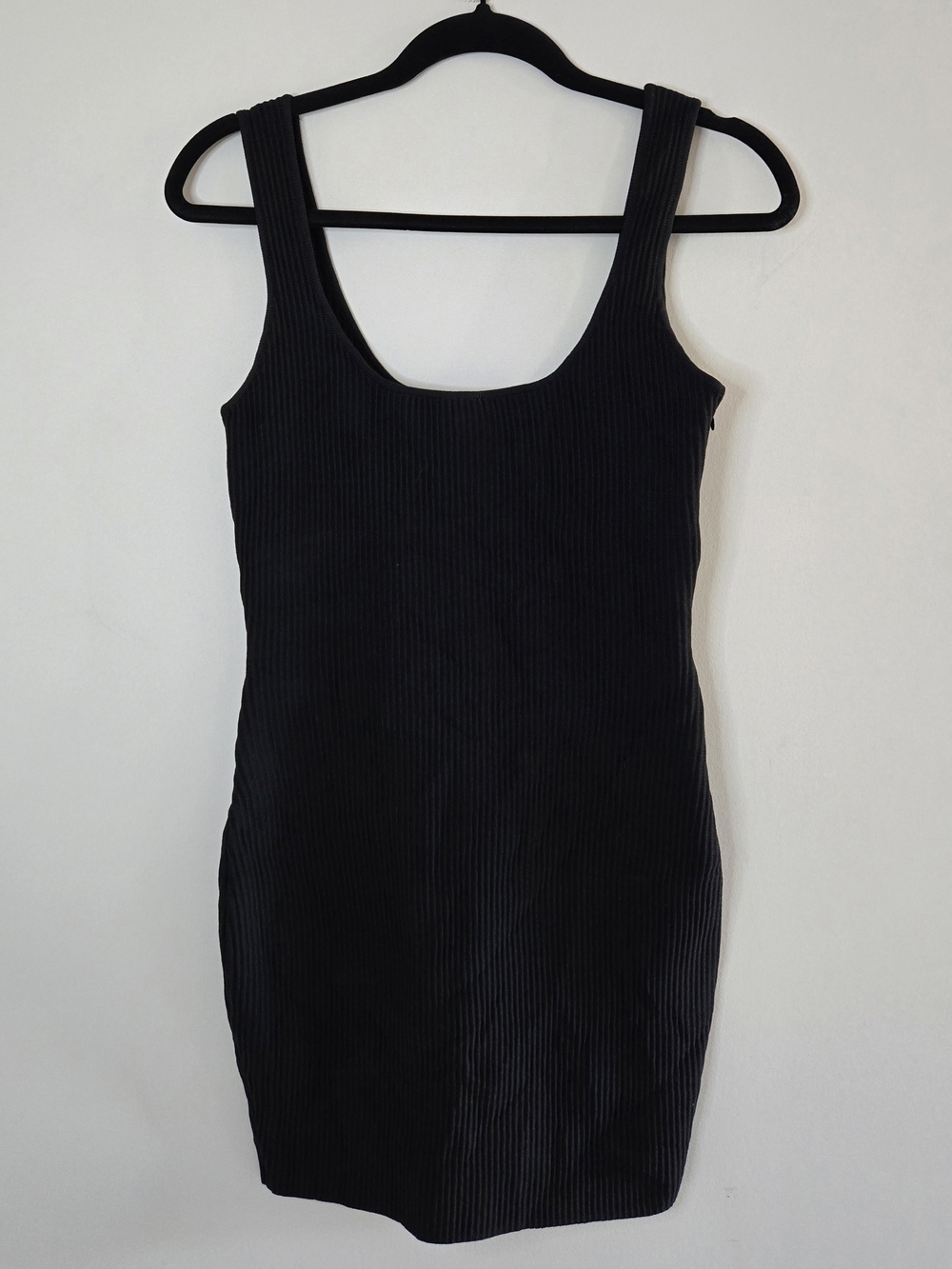Princess Polly black ribbed scoop neck mini dress, sleeveless, large + new
